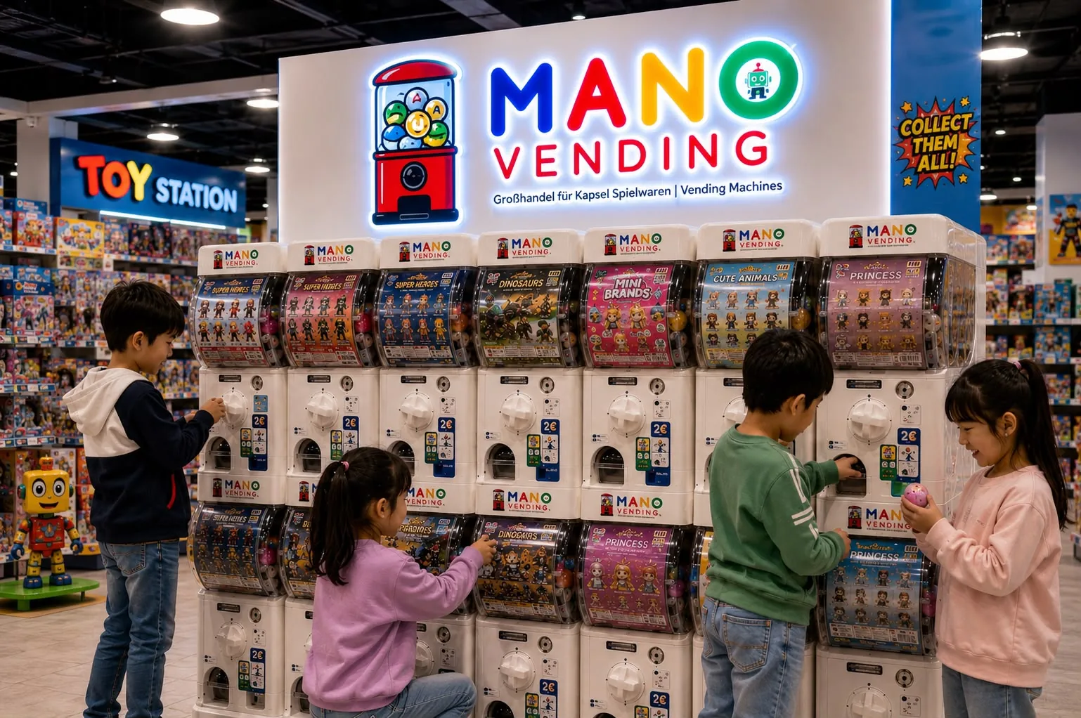 Kinder an einem Mano Vending Automaten